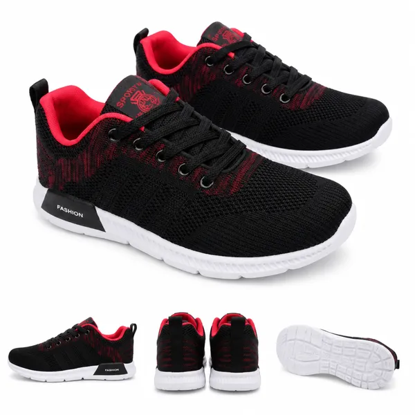 Premium Black & Red Sports Running Shoes | Lightweight Athletic Sneakers