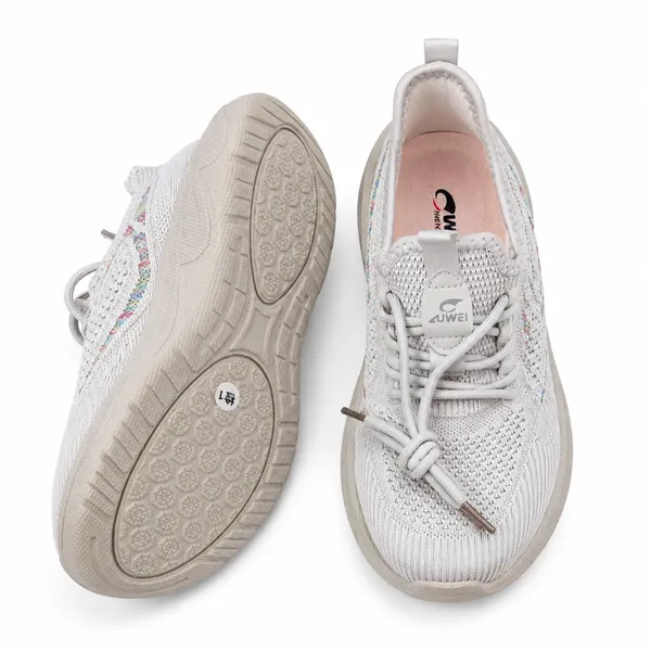 Premium White Knit Running Shoes | Lightweight Breathable Sports Sneakers