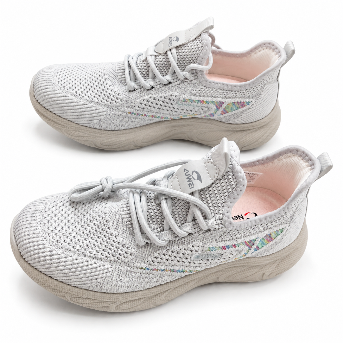Premium White Knit Running Shoes | Lightweight Breathable Sports Sneakers