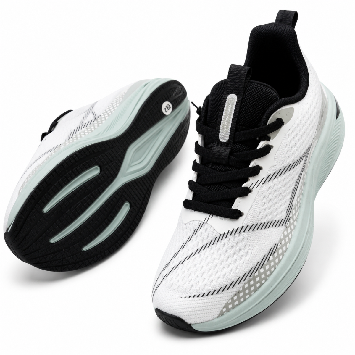 Premium White & Black Running Shoes | Lightweight Breathable Sports Sneakers