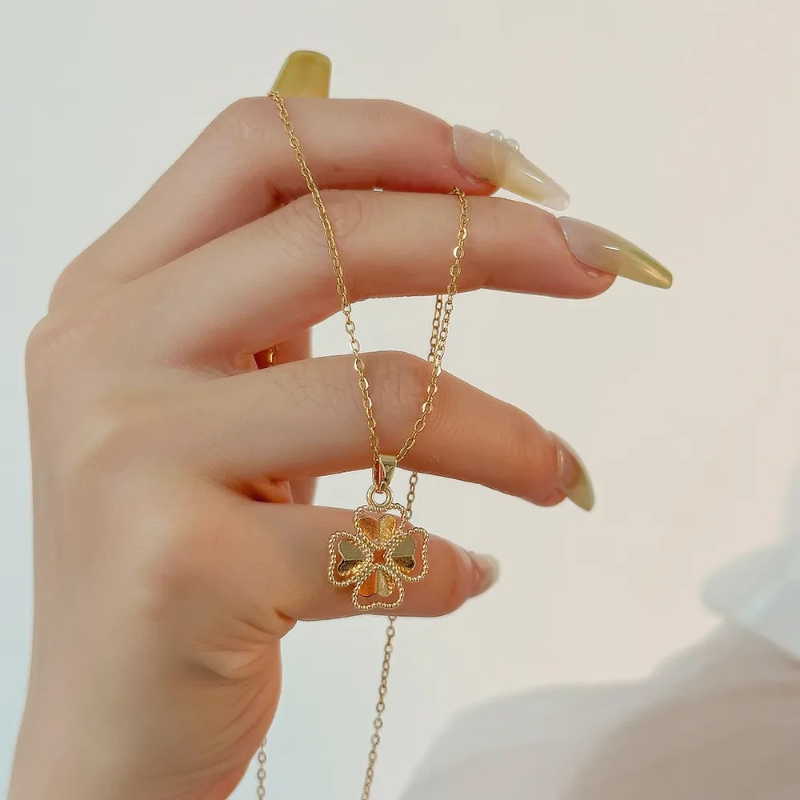 I8K Golden-Plated four-leaf clover Necklace - Only 99 Shop BD