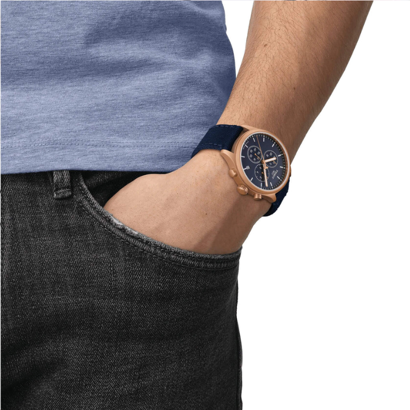 Fossil Neutra Chronograph Blue Dial Rose-Gold Bezel Men's Watch - My Watch