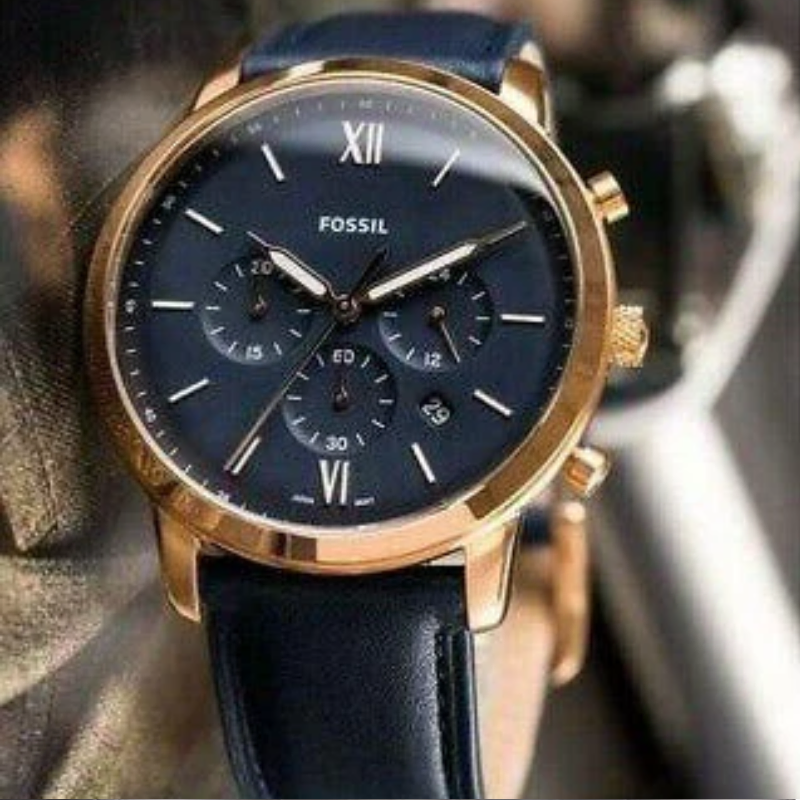 Fossil Neutra Chronograph Blue Dial Rose-Gold Bezel Men's Watch - My Watch